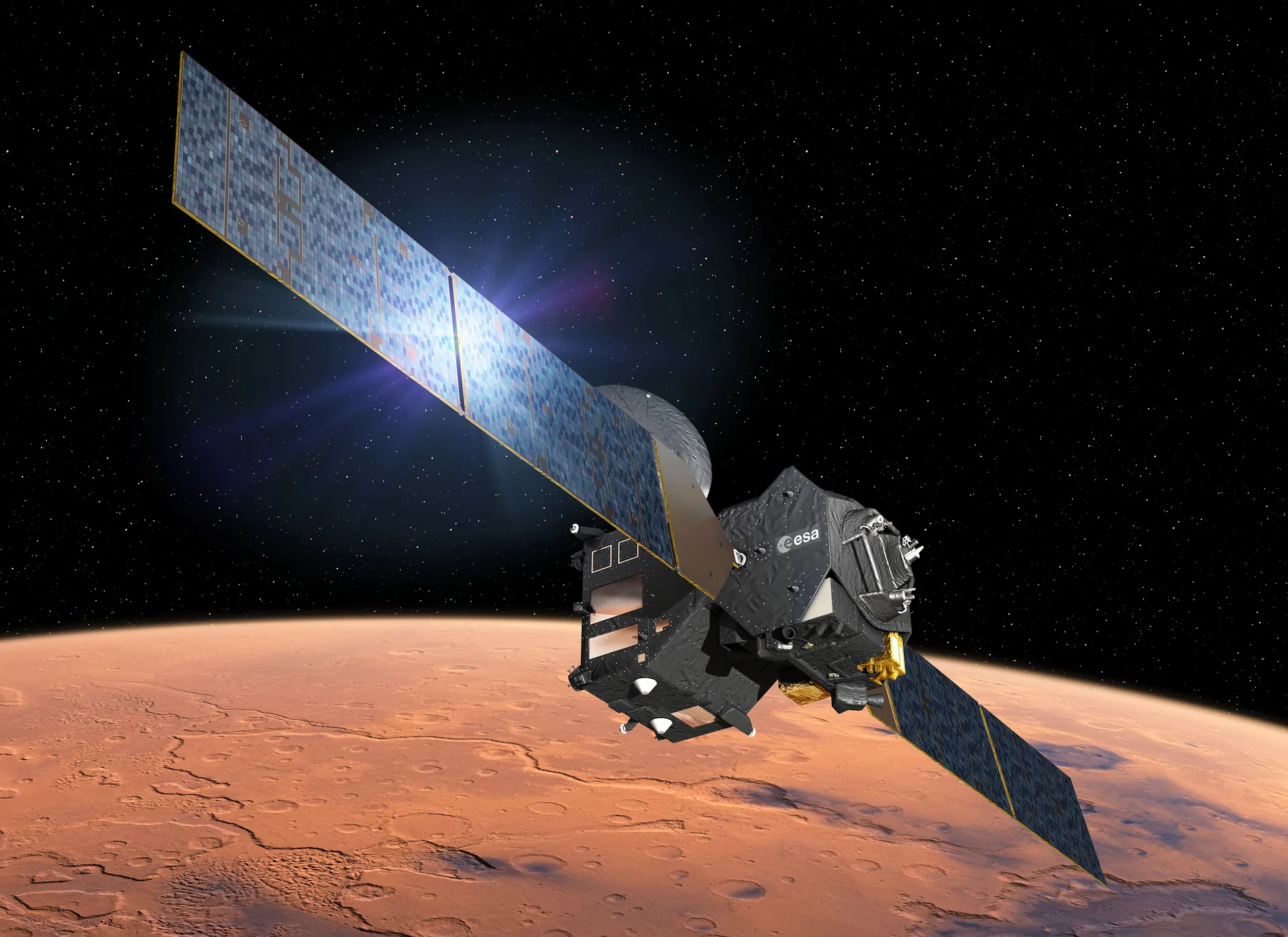 ESA Trace Gas Orbiter above Mars